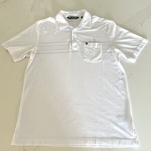 Travis Mathews White polo Shirt Striped Pattern Tennis Size Medium